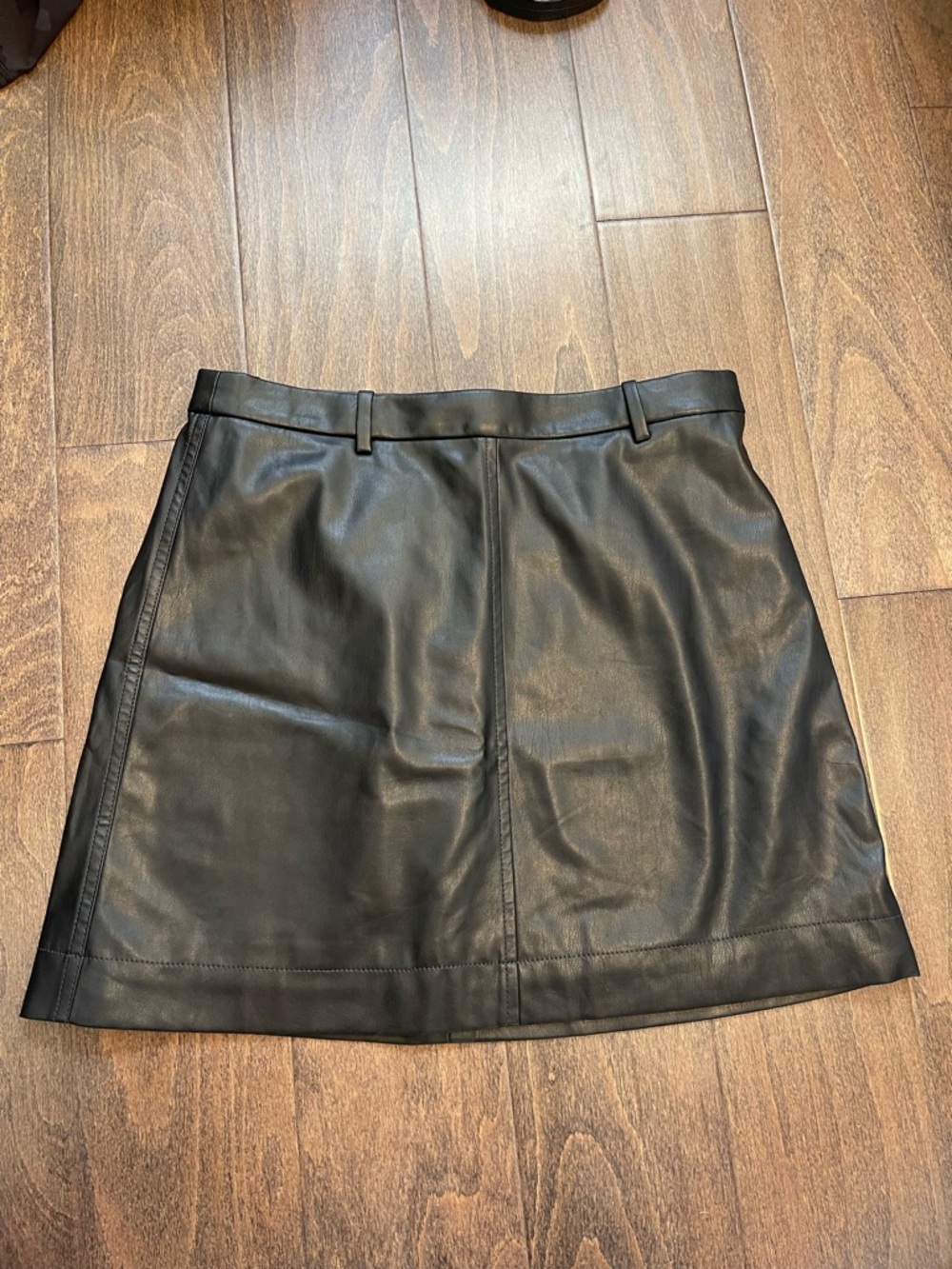 J. Crew Black Faux Leather A-Line Mini Skirt
